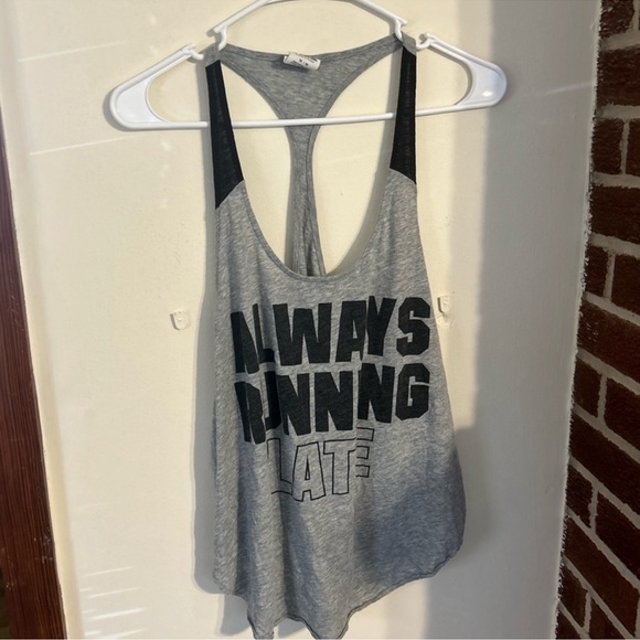 PINK Victoria's Secret Tops - PINK Victoria’s Secret women’s size medium t back tank top”Always Running Late”